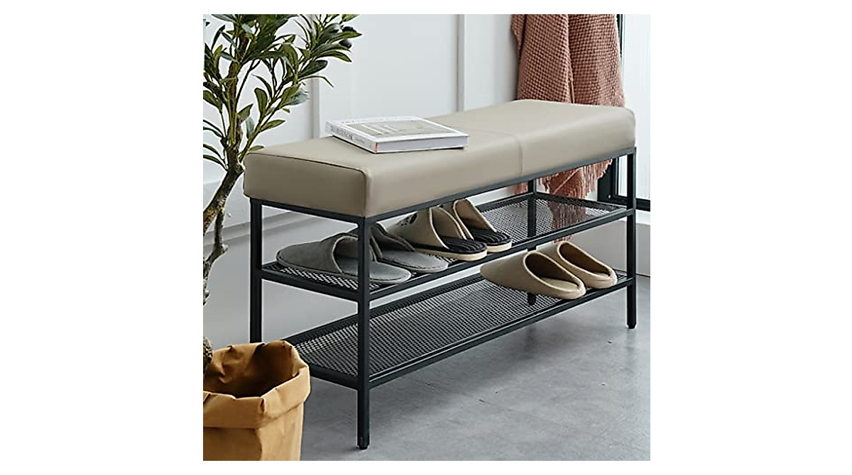 Stackable Shoe Rack Bench with Cushion for Entryway