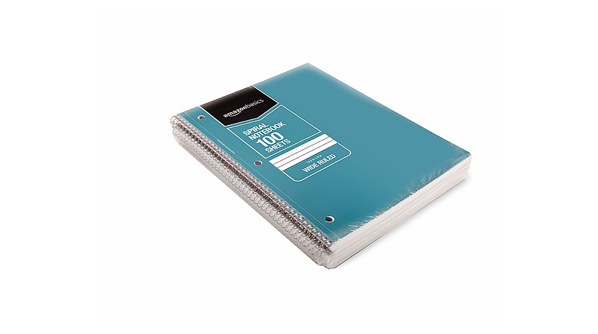 Amazon Basics Wide Ruled Spiral Notebooks 5-Pack - Durable & Organized