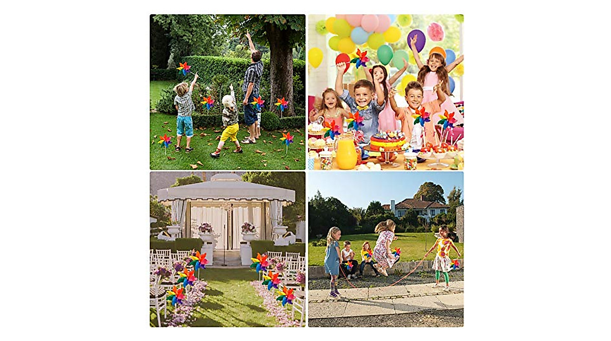 Tsocent 7 Colors Pinwheels - 24 Pack for Outdoor Decor & Parties