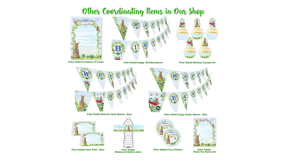 Peter Rabbit Buffet Cards - Perfect for Party Decor