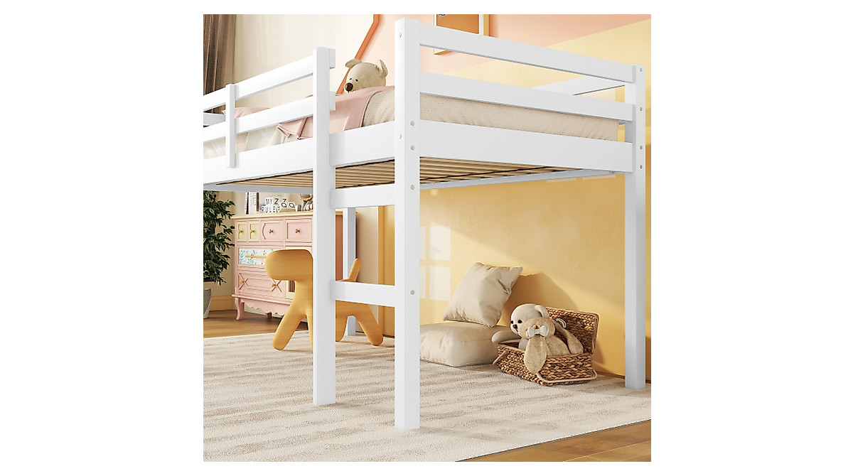 ANDORON Twin Loft Bed for Kids – Space-Saving & Safe with Guardrail