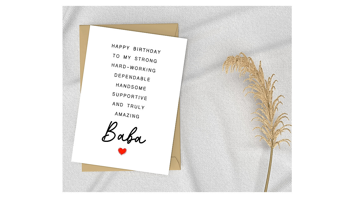 Baba Birthday Card - Unique Poem Greeting for Him
