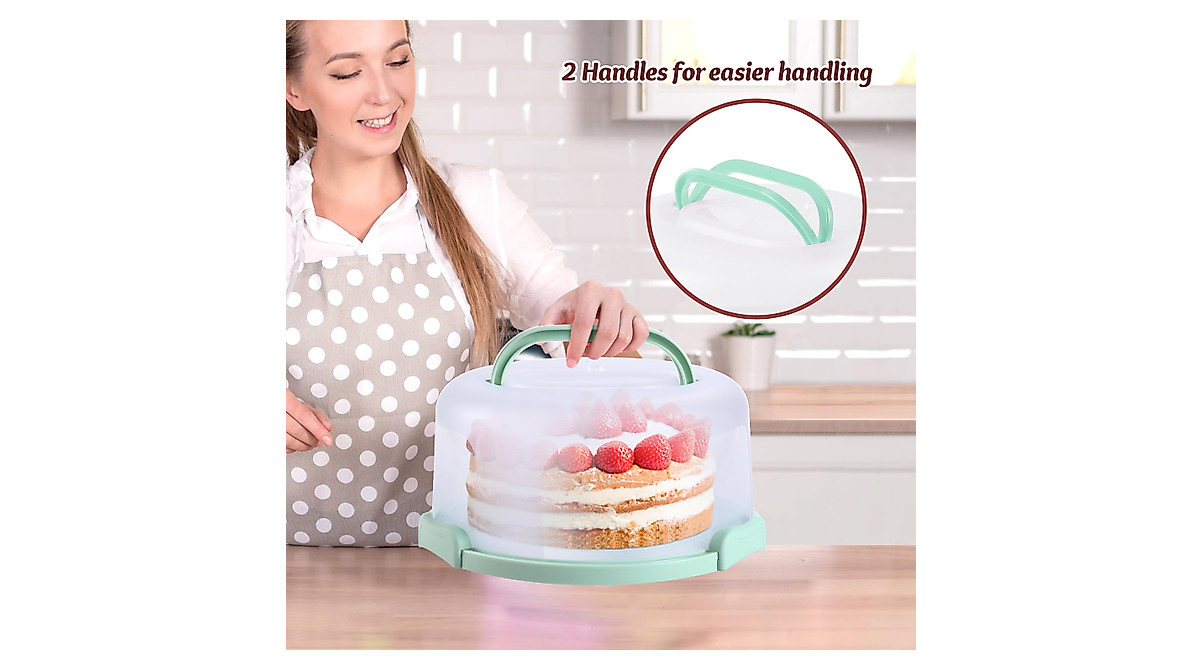 Ohuhu Cake Carrier - Secure 10-inch Cake & Cupcake Transport