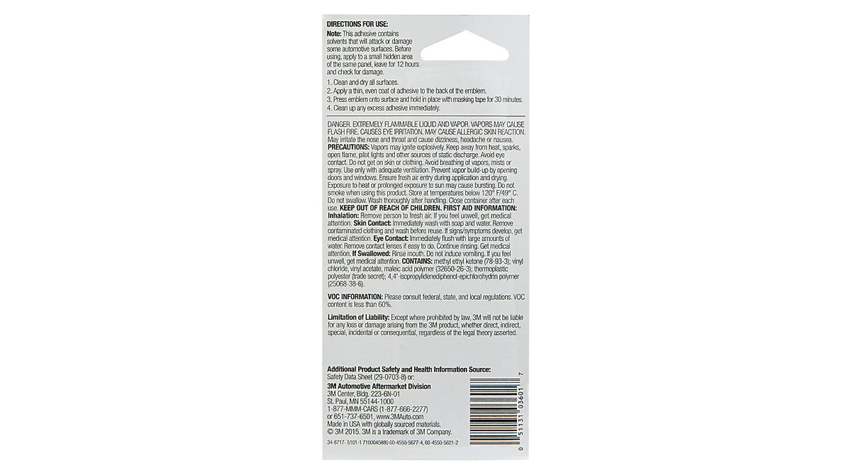 3M Plastic Emblem and Trim Adhesive - Strong, Clear Bond for Auto Repairs
