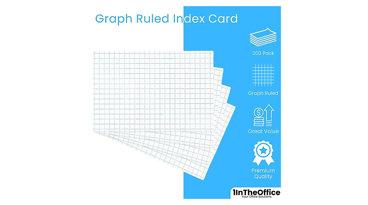 1InTheOffice 4x6 Graph Ruled Index Cards - 200 Pack