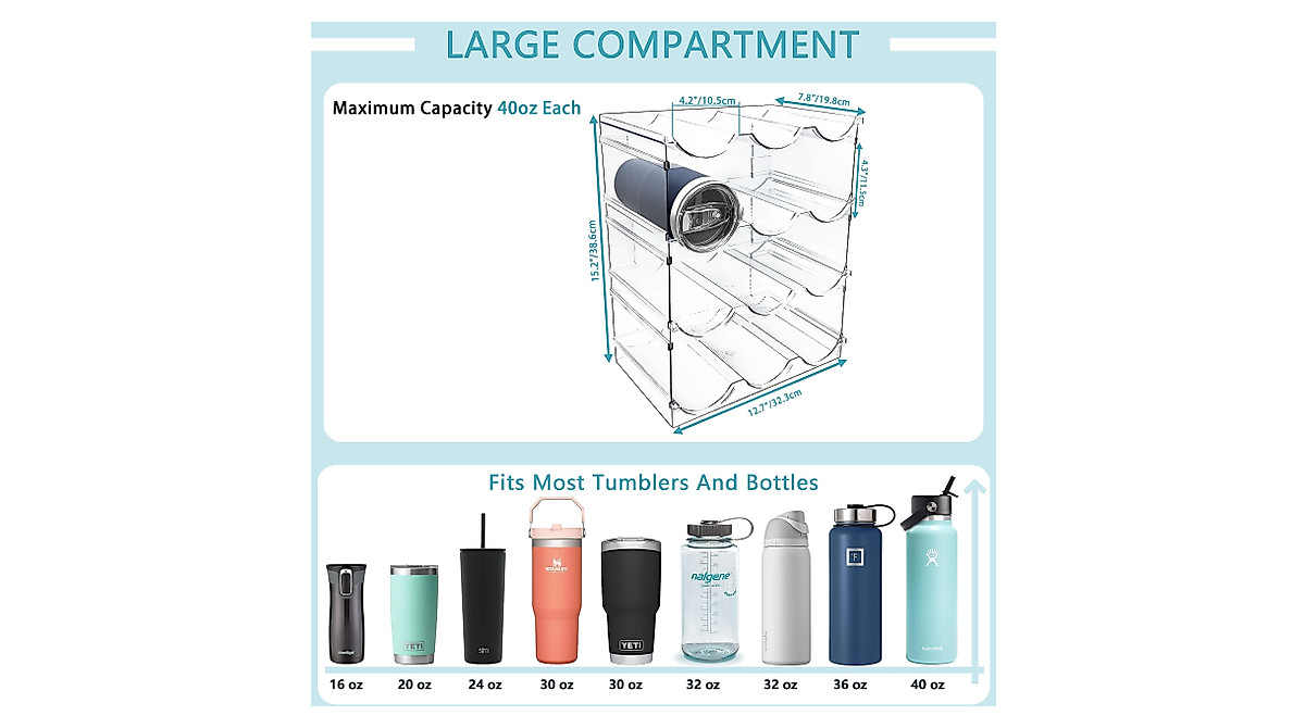 4 Pack Stackable Water Bottle Organizer for Efficient Storage