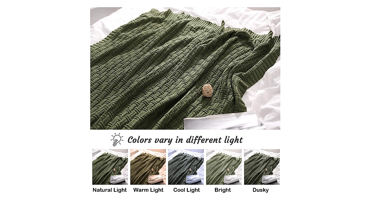 TREELY 100% Cotton Knitted Throw Blanket - Soft & Cozy