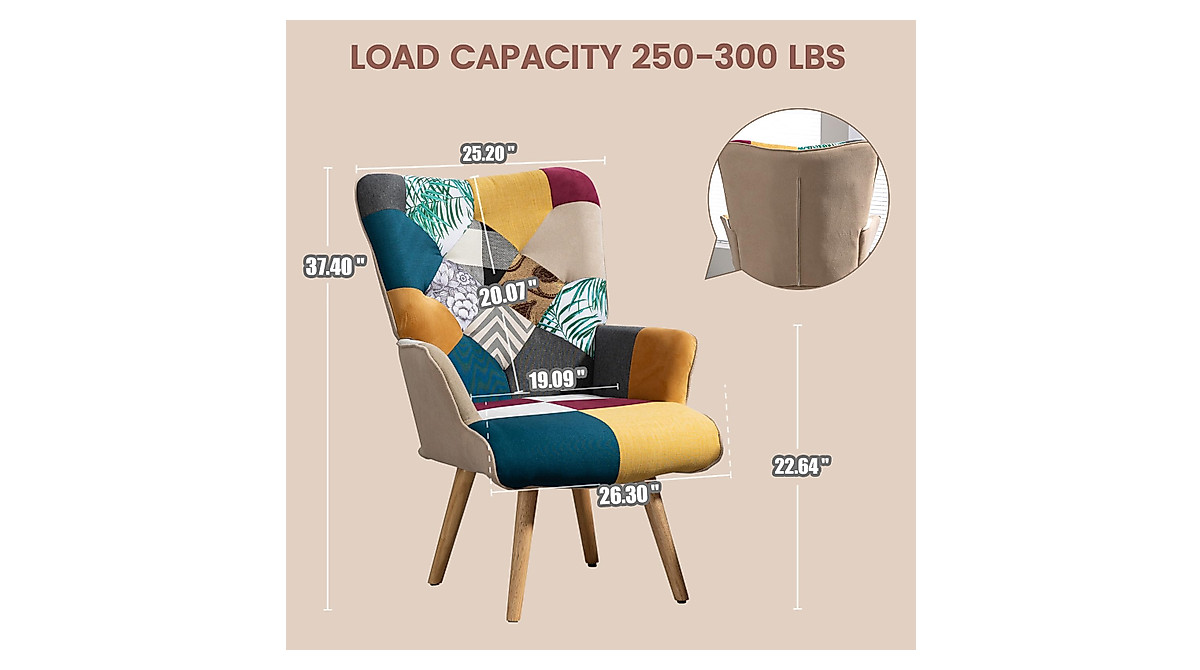 SAETSFEG Bohemian Accent Chairs for Living Room & Bedroom | 2-Pack
