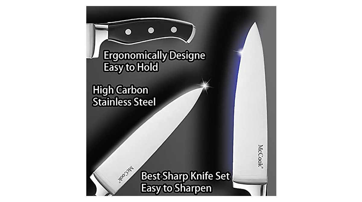 McCook MC25A 15-Piece Knife Set with Built-in Sharpener