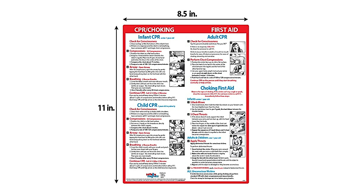 CPR & Choking First Aid Magnet for All Ages - Emergency Quick Reference