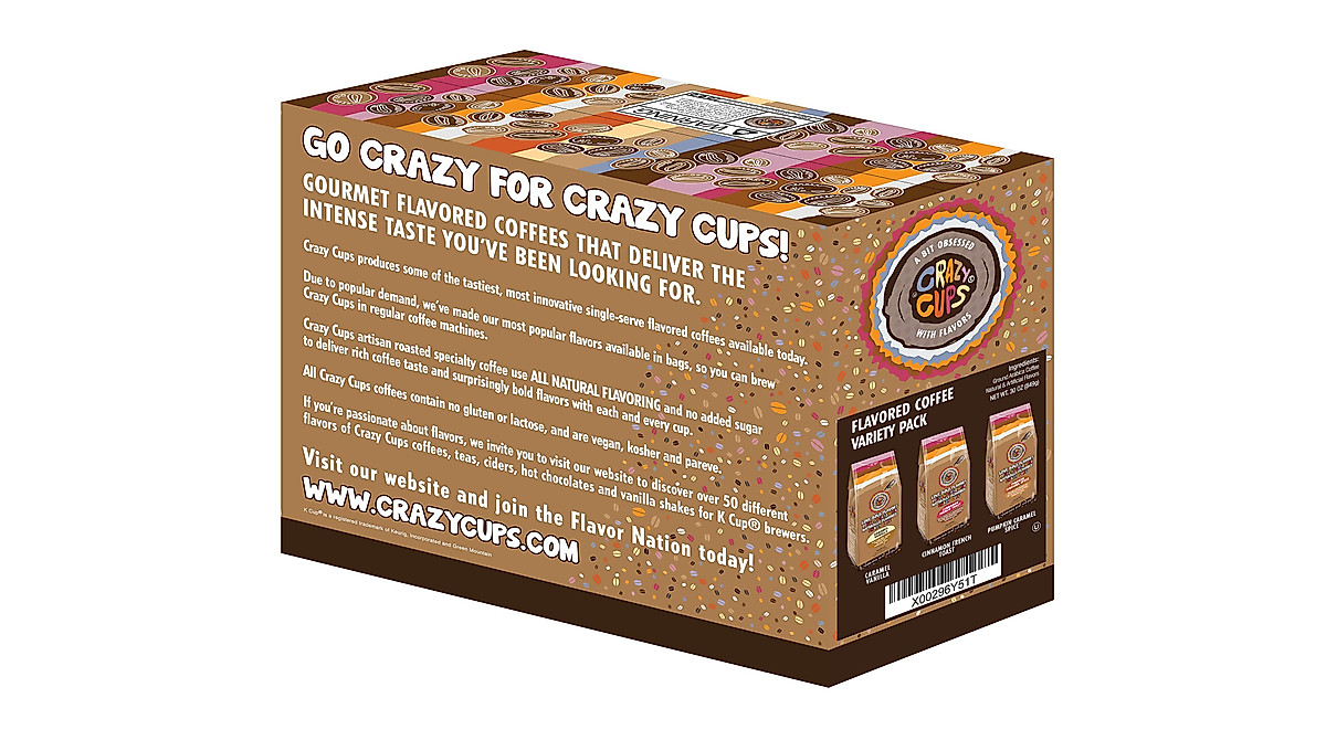 Crazy Cups Flavored Ground Coffee Variety Pack - 3 Unique Flavors