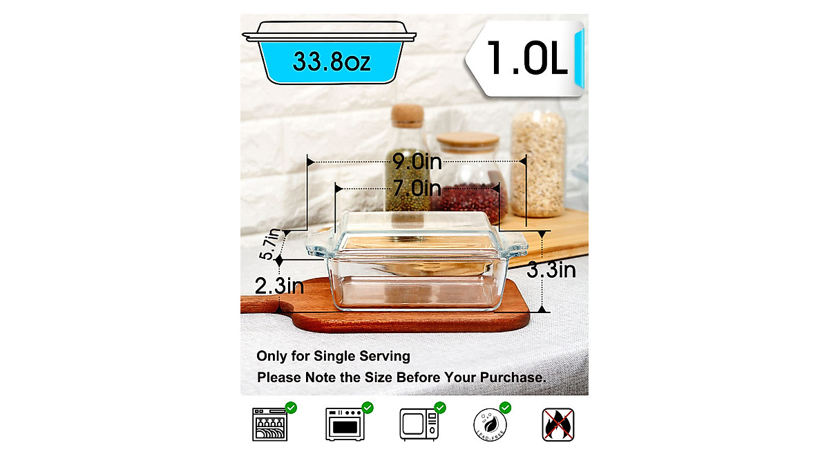 NUTRIUPS Mini Glass Casserole Dish with Lid | Single Serve