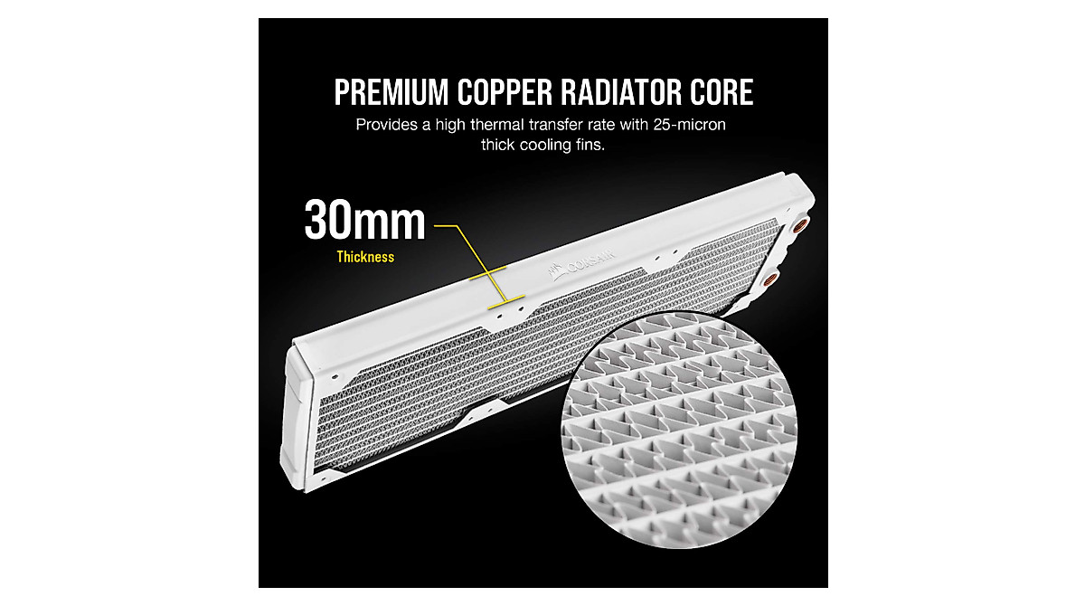 CORSAIR XR5 360mm Water Cooling Radiator – Premium Copper, White