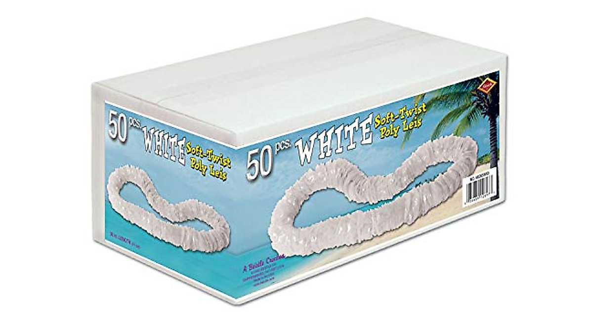 Buy 50 White Soft-Twist Leis for Luau Parties