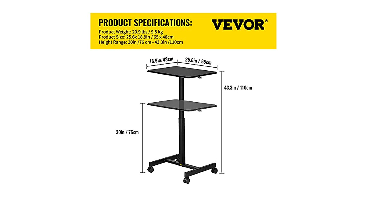 VEVOR Mobile Laptop Desk - Height Adjustable Rolling Cart