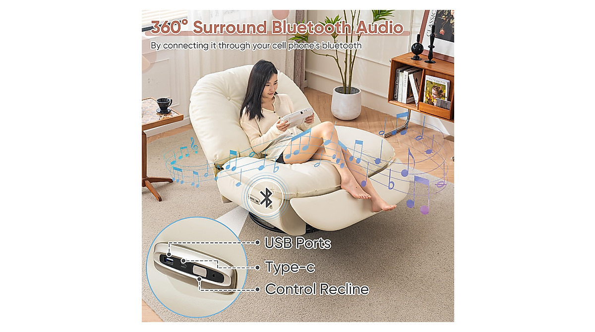 Oversized Electric Recliner Chair - Modern Lounge with Voice Control