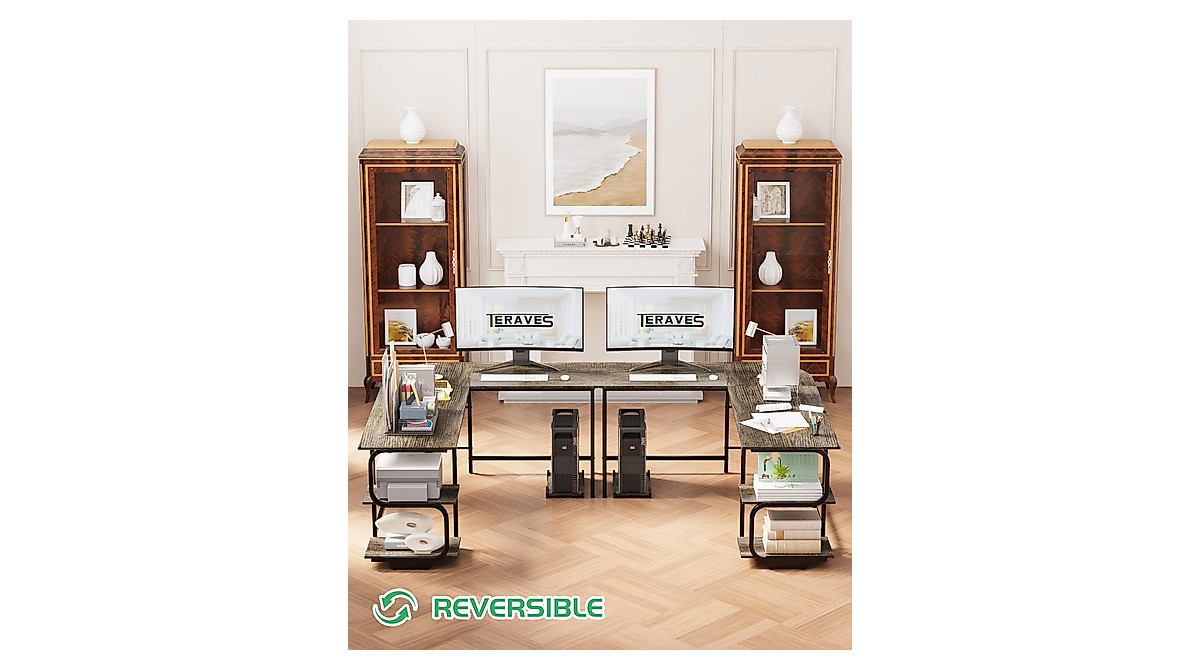 Teraves Reversible L Desk - Spacious & Sturdy Design