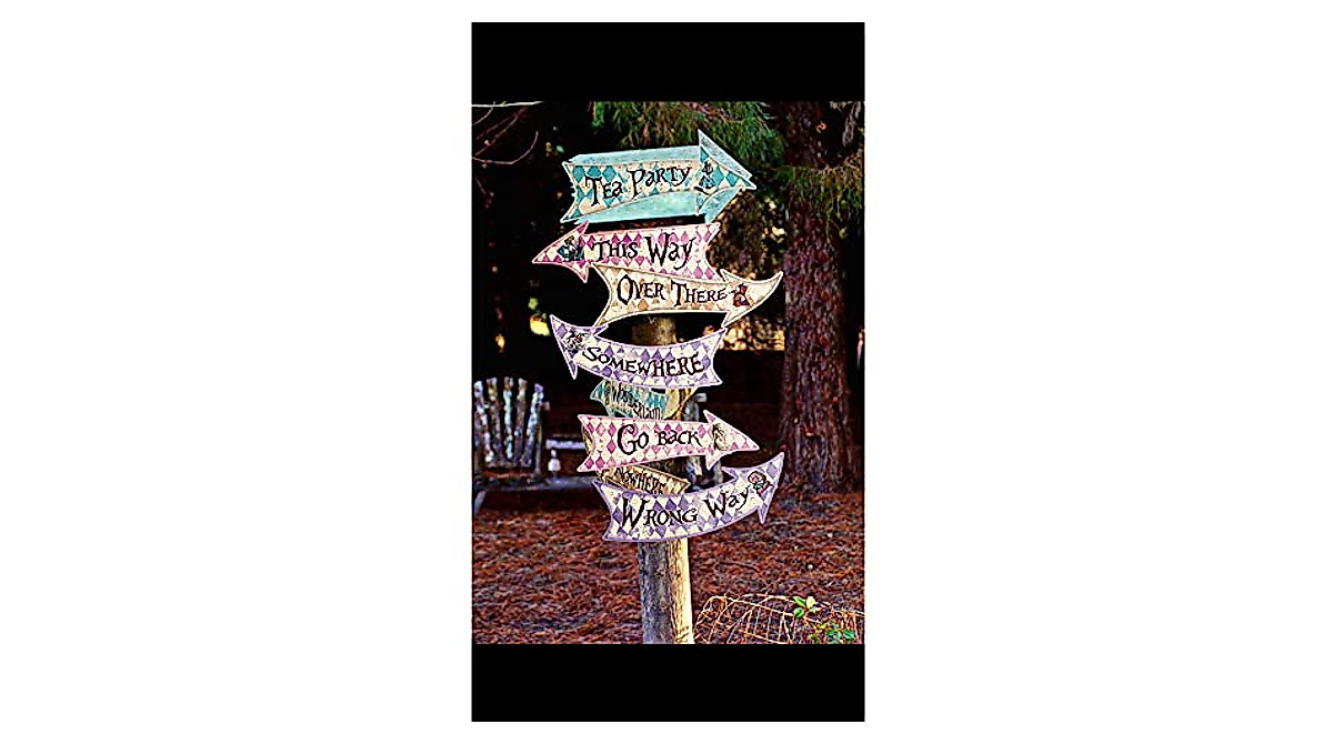 Alice Wonderland Directional Sign for Kids' Birthday Party - Hille Decor