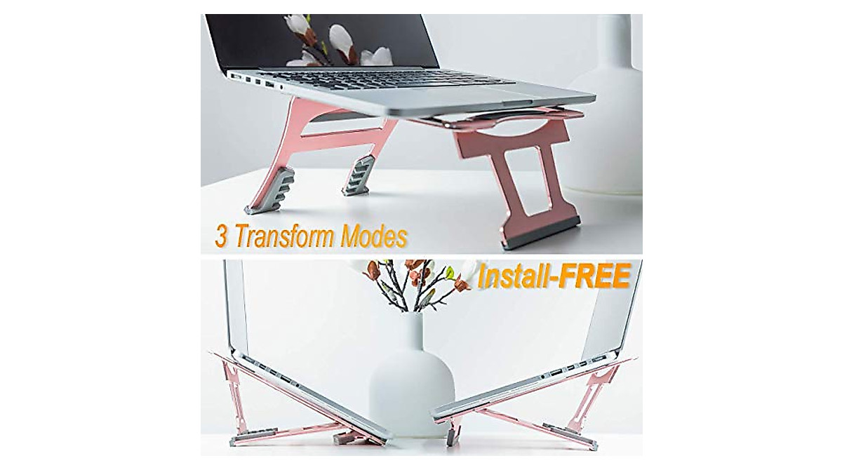 SINOBELL Rose Pink Laptop Stand - Ergonomic & Portable for 10-15.6