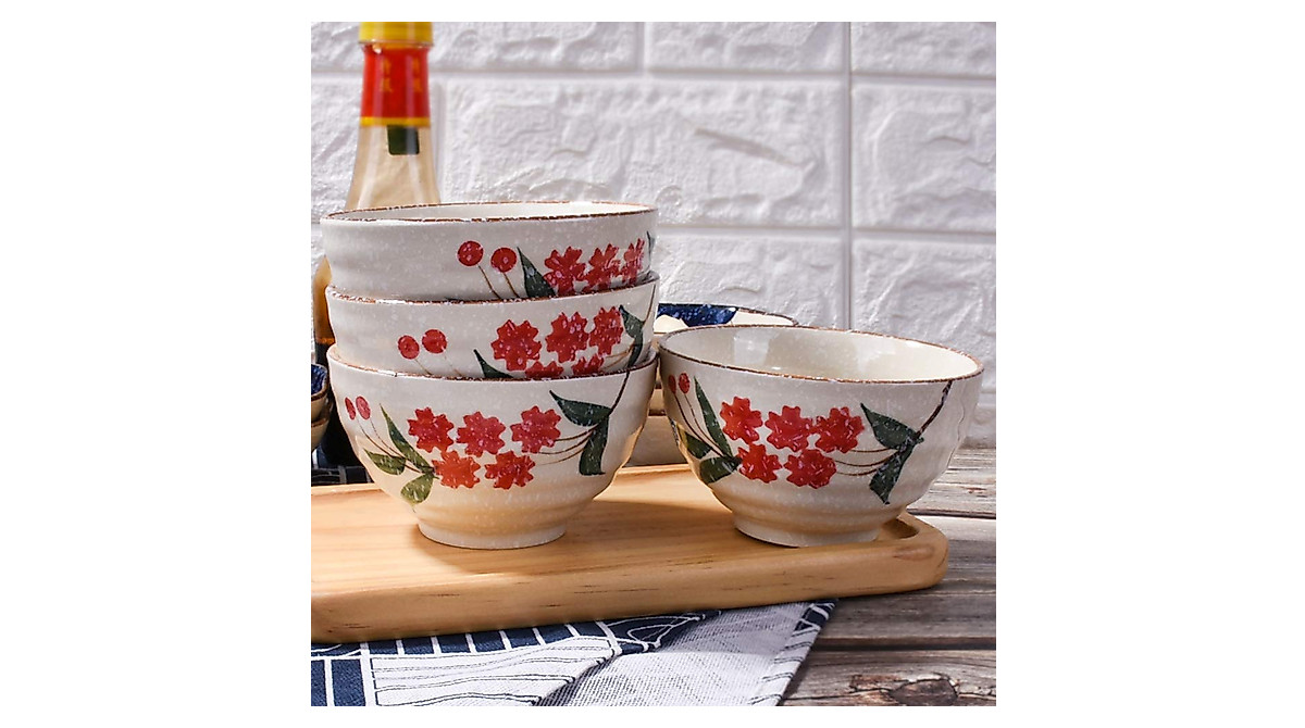 Japanese Style Rice Bowl Set of 4 | Durable Ceramic Food Bowls