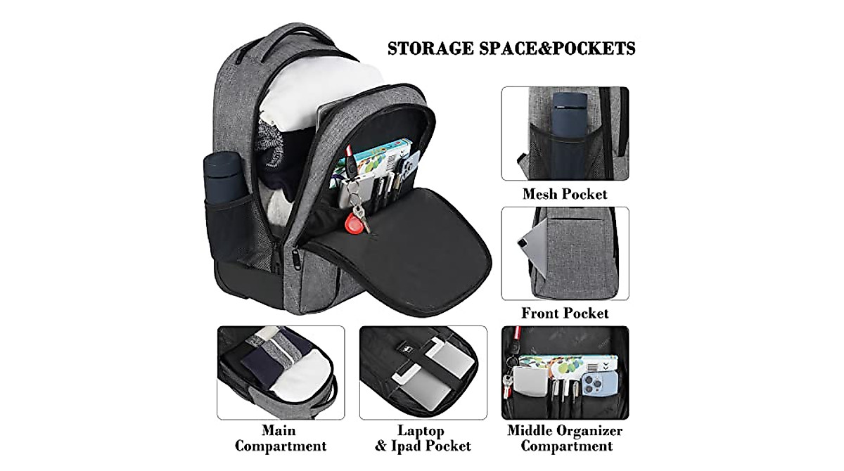 Water-Resistant Rolling Backpack with Dopp Kits for Travel & College