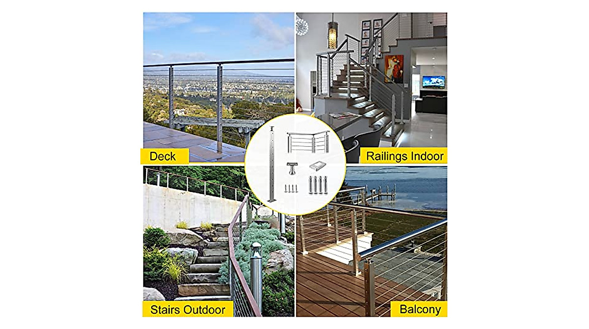 VEVOR Stainless Steel Cable Railing Post for Deck & Stair