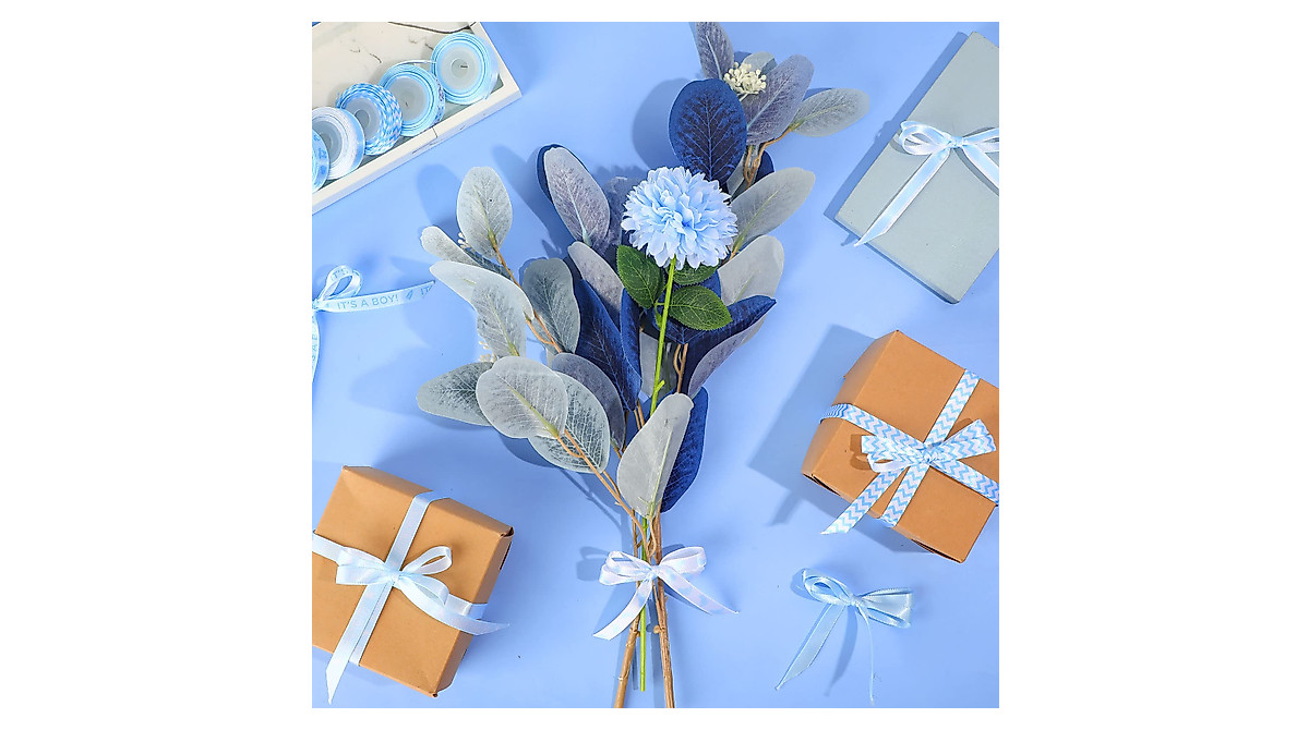Baby Shower Ribbon Set - 14 Rolls of Baby Blue Satin Ribbon for Gifts ...