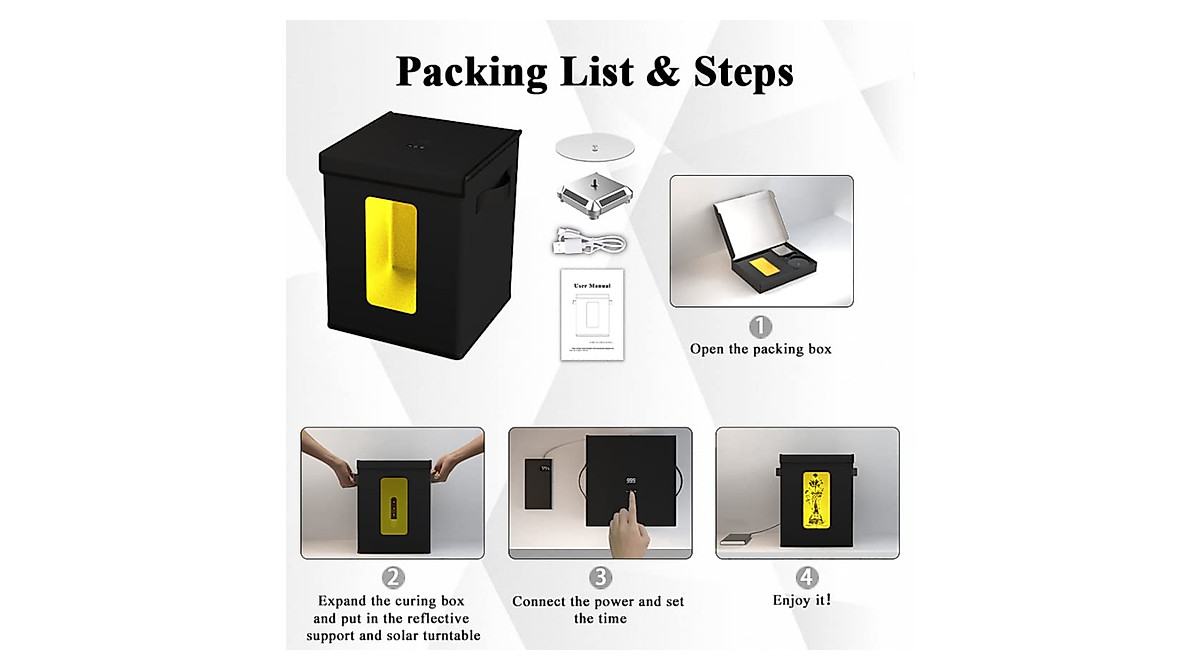 Foldable Resin Curing Station for 3D Printed Models | 405nm UV