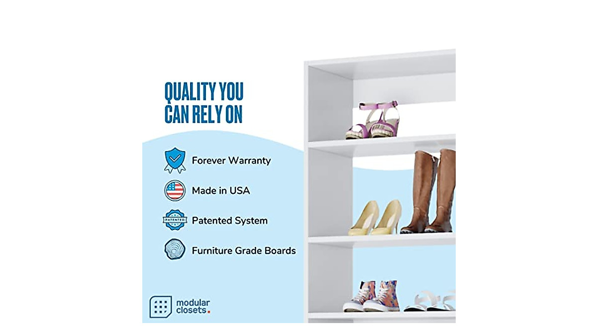 Customizable White Shoe Rack Closet Kit - 31.5