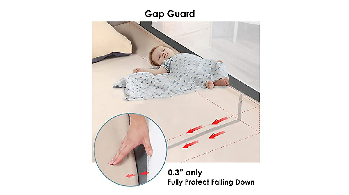 ANGELLOONG Extra Long Bed Rails for Toddler Safety