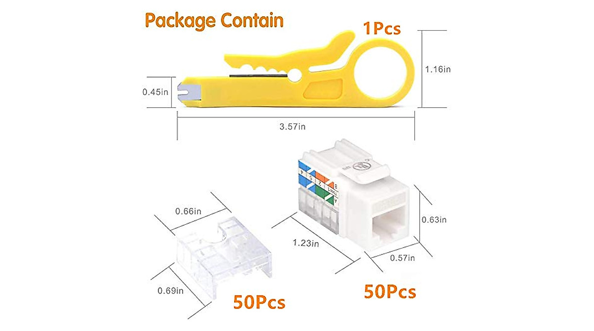VCE Cat6 RJ45 Keystone Jacks – UL Listed 50-Pack for Fast Ethernet