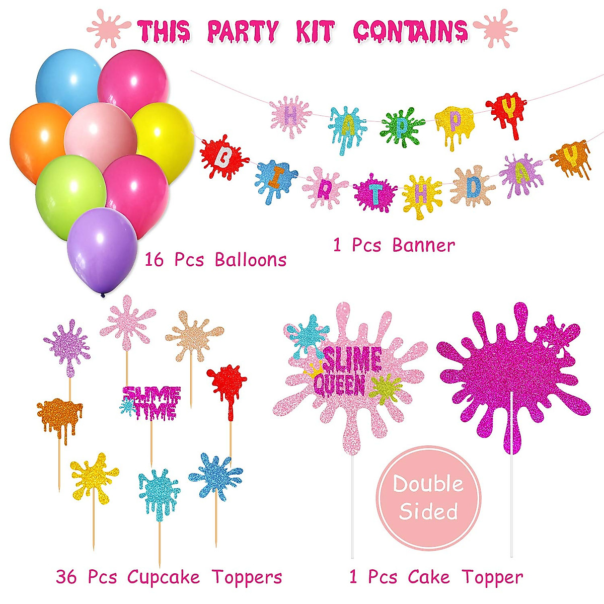 Slime Birthday Party Decorations Kit for Kids | MOAXMOA