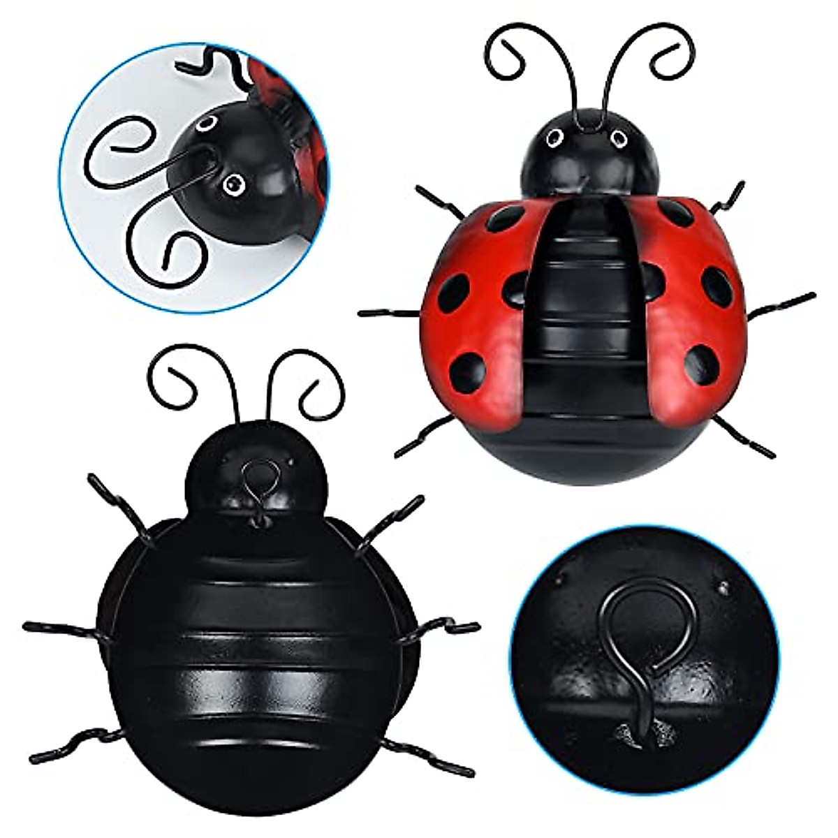 Metal Ladybug Wall Art Decor Set - Vibrant Garden & Indoor Decor