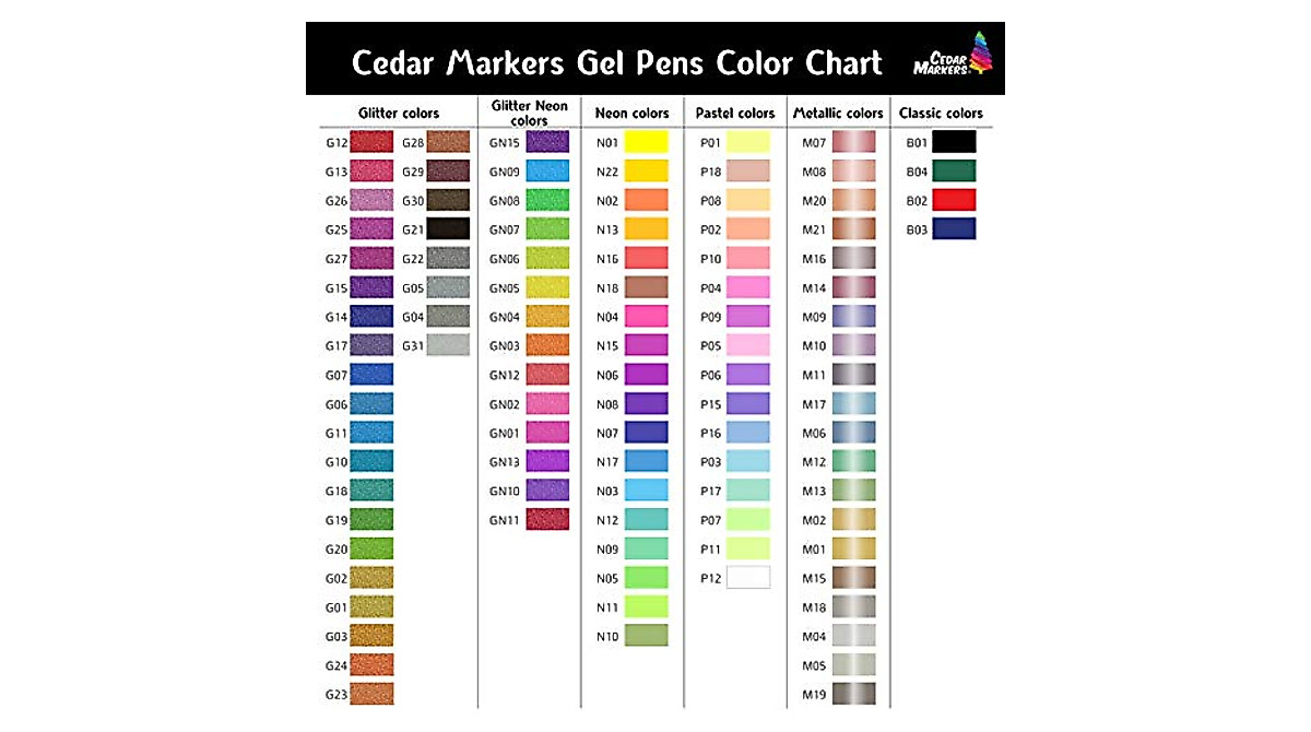 Cedar Markers Gel Pens Set - 200 Colors & Refills