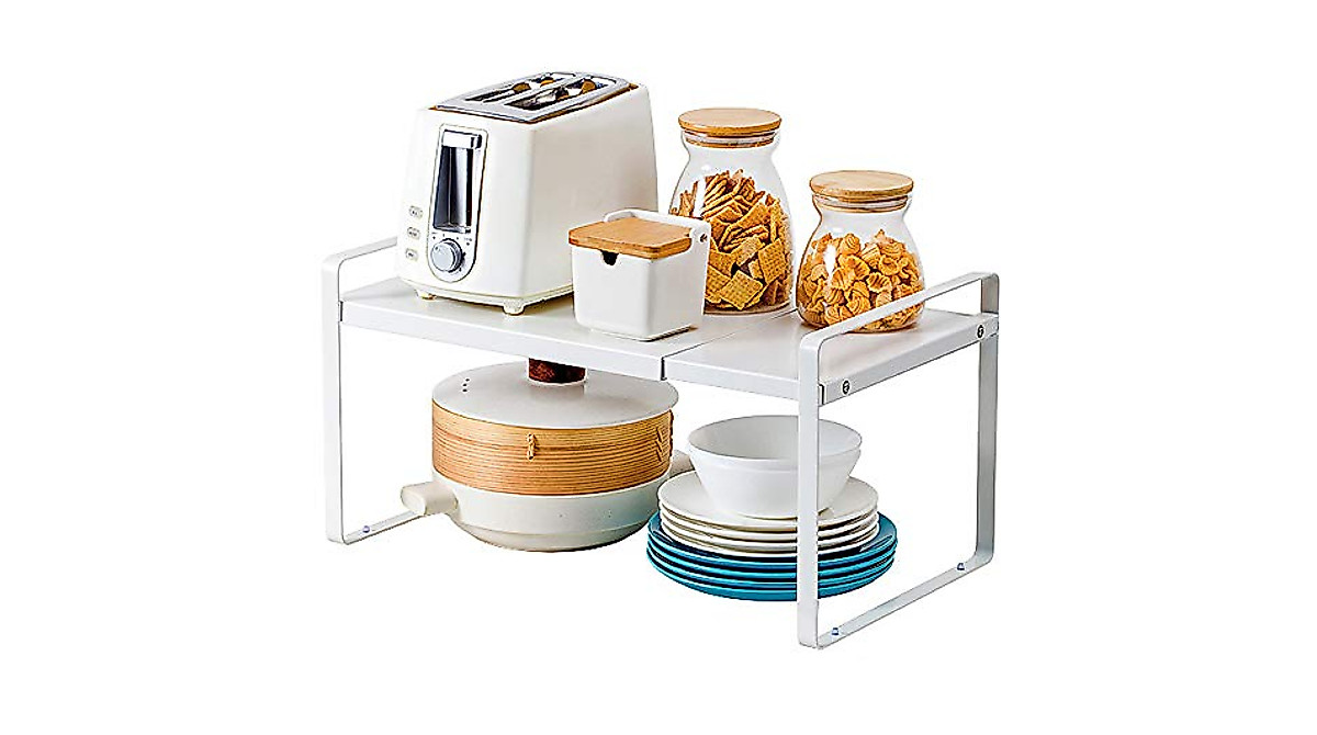 Retractable Stacking Counter Rack for Kitchen Organization