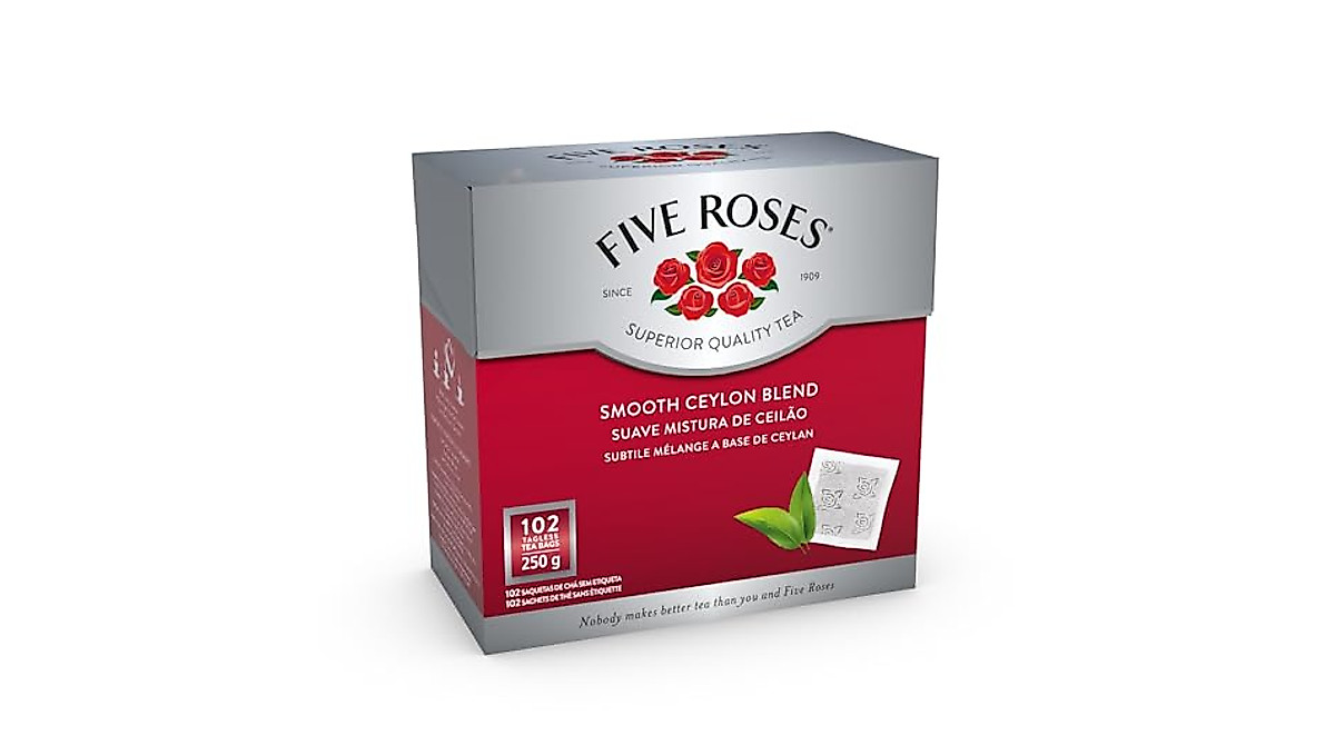 Five Roses Ceylon Tea - Tagless Teabags for Smooth Taste