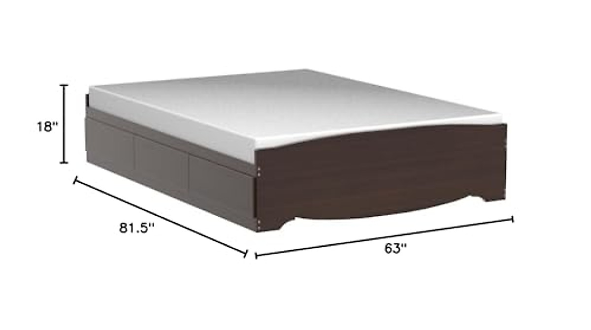 Prepac Queen Platform Bed with 6 Drawers - Modern Espresso Design