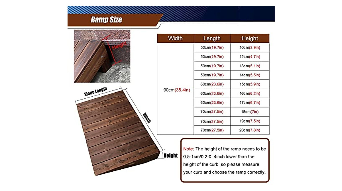 GUENZO Heavy Duty Wooden Wheelchair Ramp for Thresholds