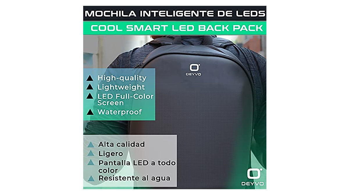 Black Smart LED Backpack - Customizable & Waterproof Travel Bag