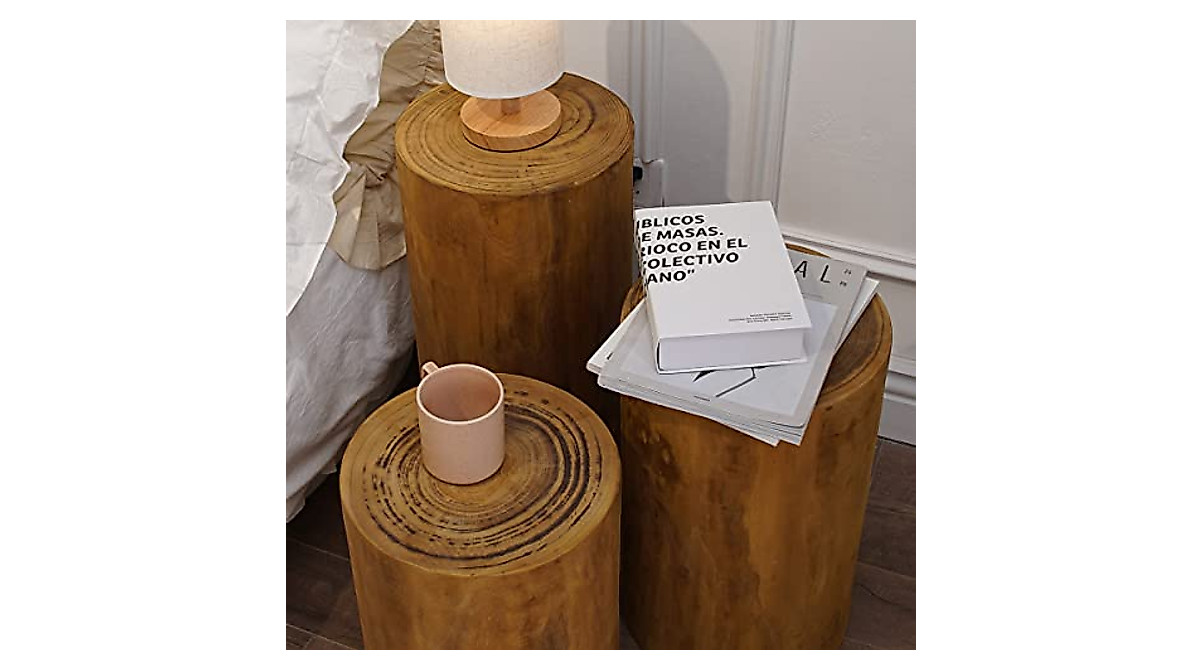 Athaliah Wooden Tree Stump Stool - Rustic Garden Side Table