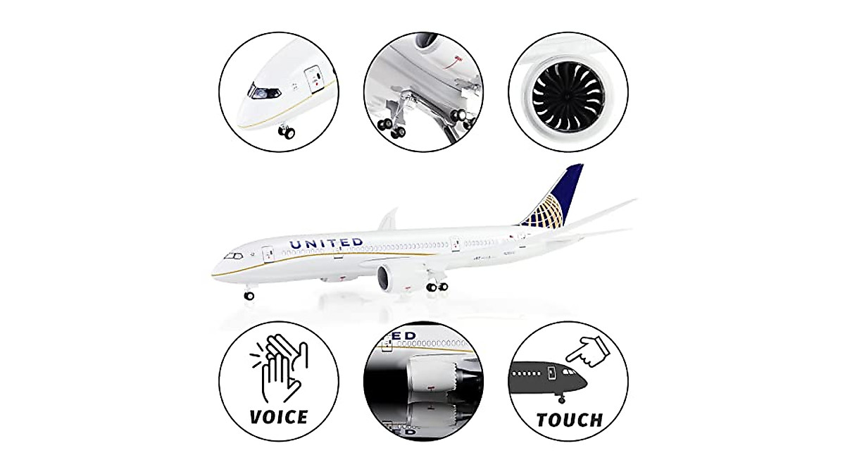 United Airlines Boeing 787 Model Plane - LED Display Gift
