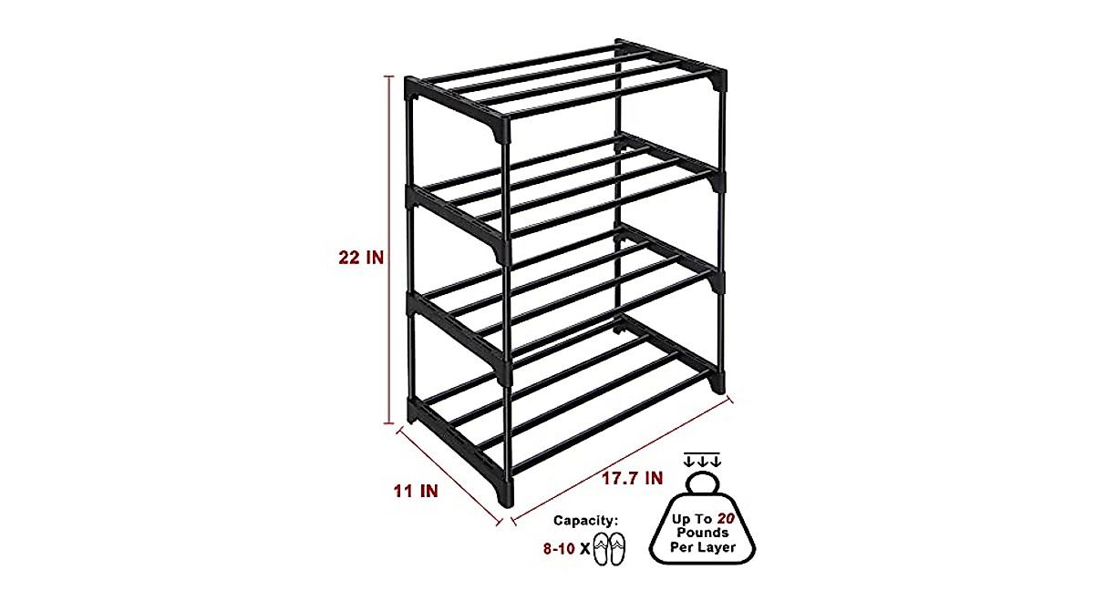 LNYZQUS 4-Tier Shoe Rack for Space-Saving Storage