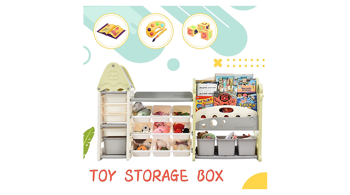 Merax Kids Toy Storage Organizer with Bookshelf & Bins