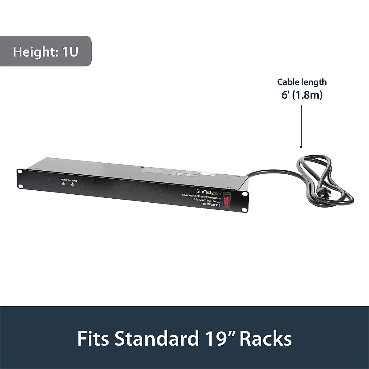 StarTech.com 8 Outlet Rack PDU & Vented Server Rack Shelves