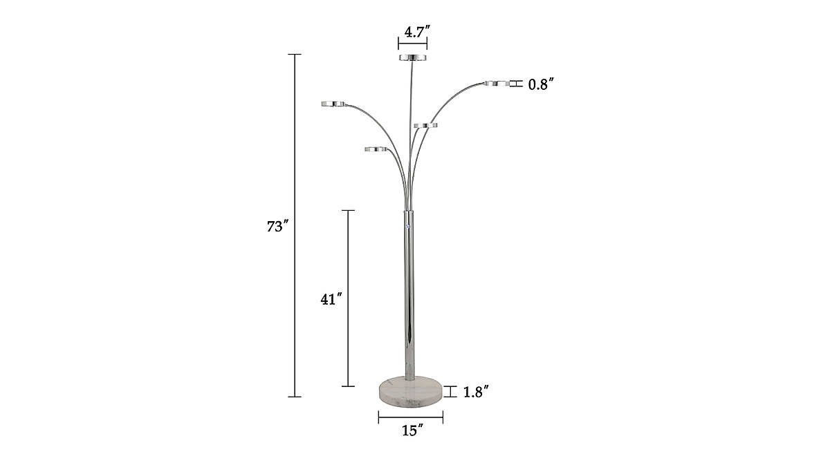 VONLUCE 5-Light LED Floor Lamp - Adjustable Dimmable Task Lighting