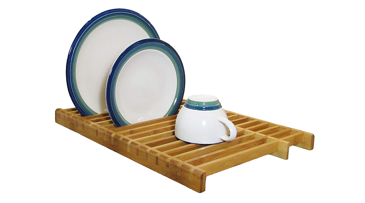 KitchenEdge Bamboo Over The Sink Dish Drying Rack – Space-Saving & Eco ...