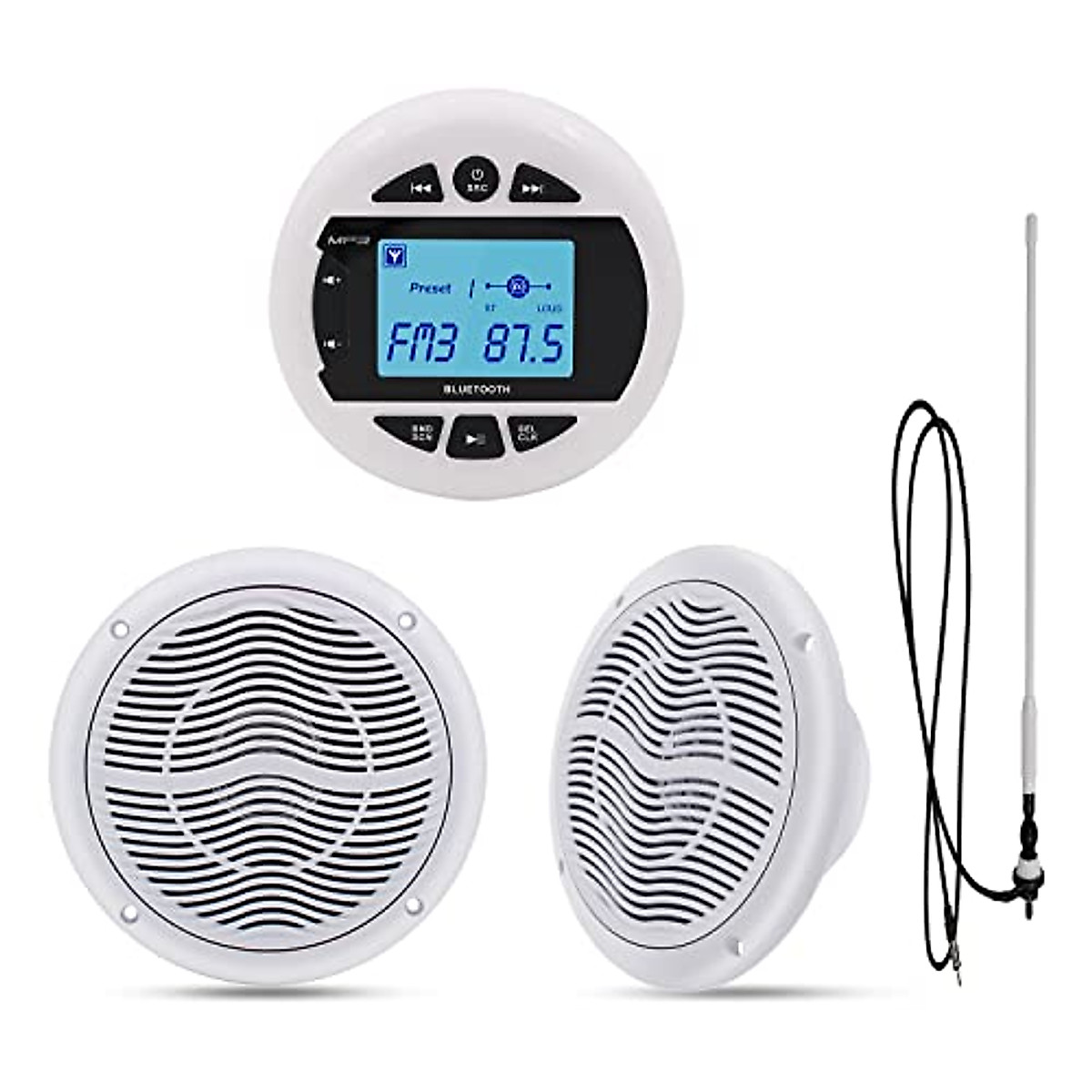 Herdio Marine Radio and Speakers Set Compatable with Bluetooth, Marine ...