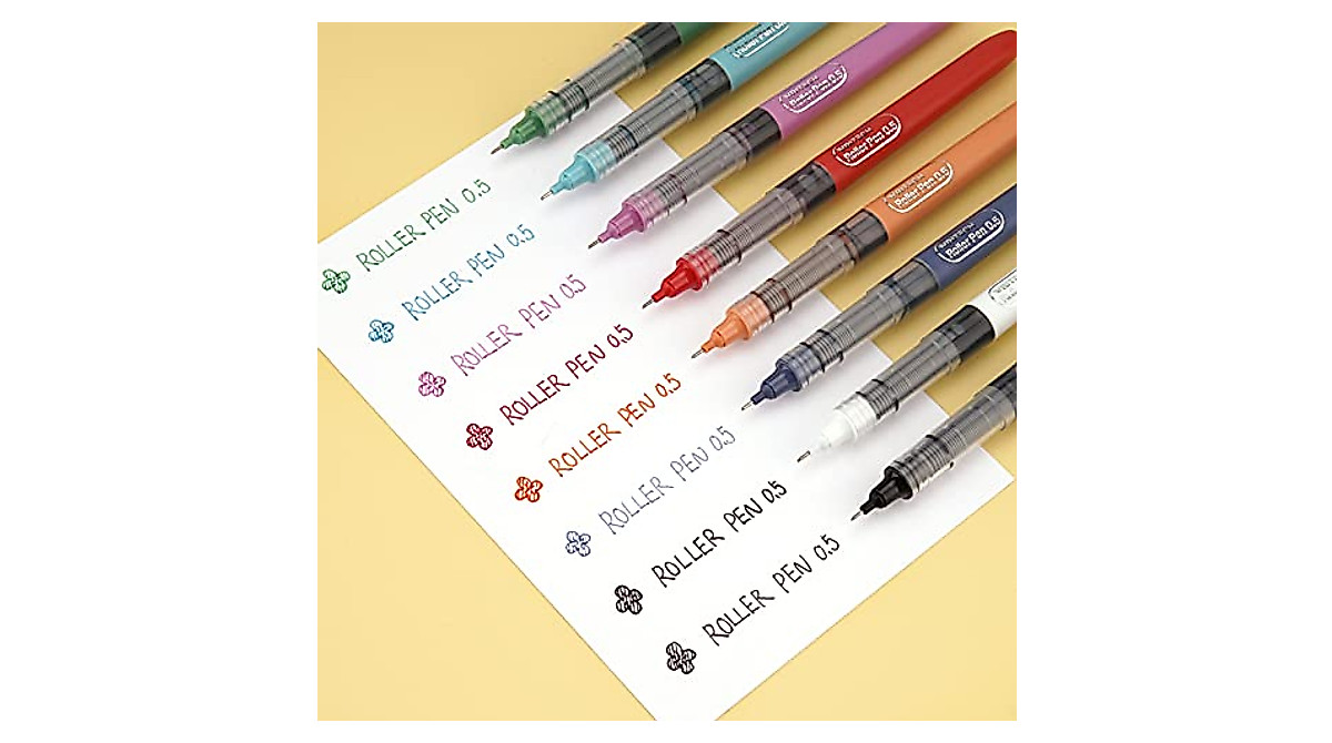 Writech Liquid Ink Rollerball Pens - 8 Assorted Colors for Precise Writing