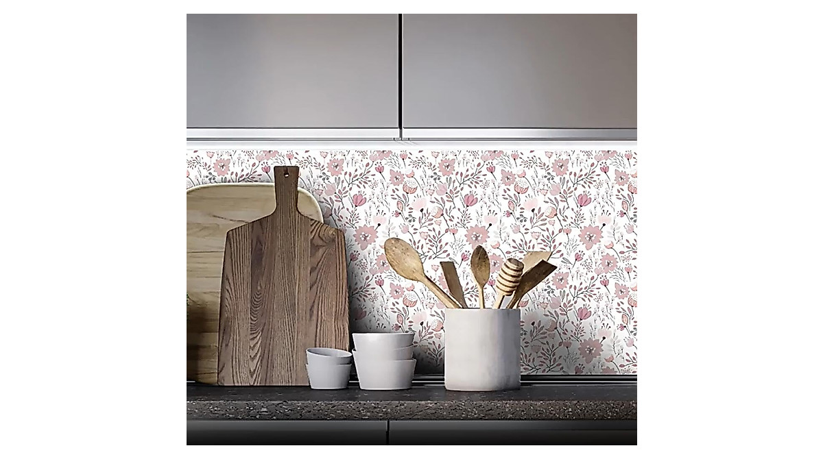 Pink Floral Peel & Stick Wallpaper | Boho Removable Contact Paper