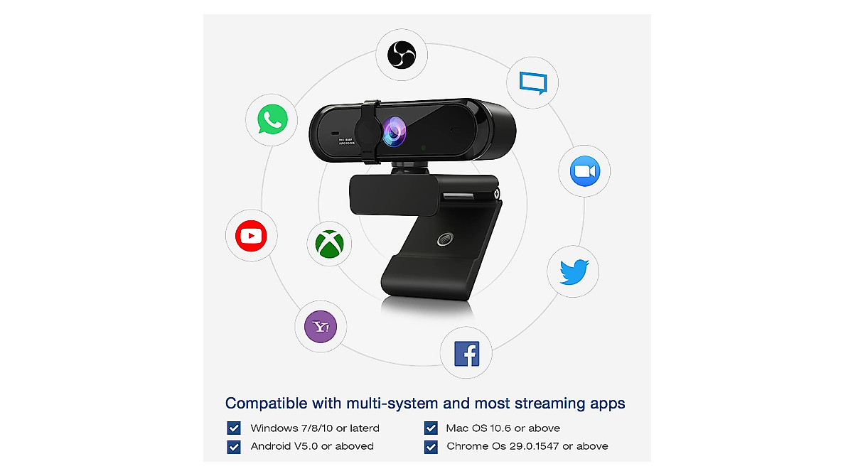Buy 2K HD Webcam with Light & Microphone - Stream Confidently